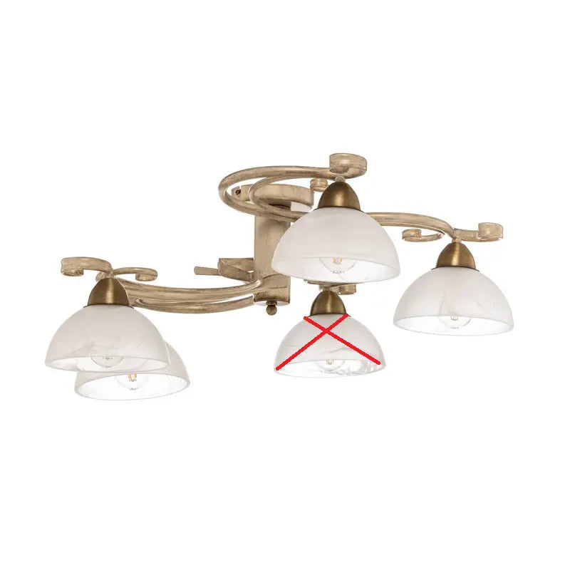 B-Ware Deckenlampe Flora Fünf Glasschirme Weiß Messing Deckenleuchte Siehe Text/Foto419 - 5907565959727