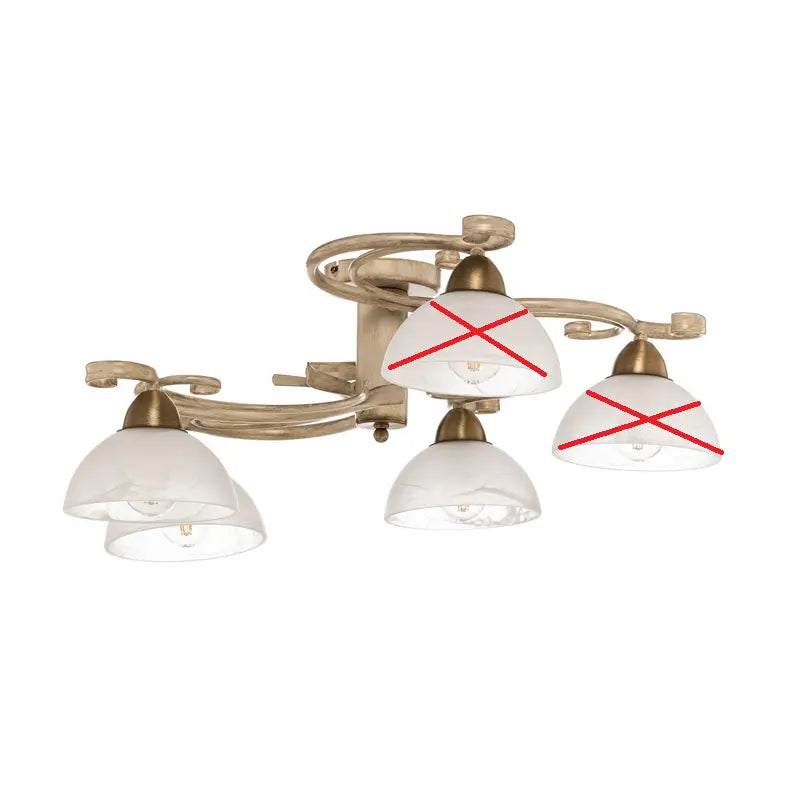 B-Ware Deckenlampe Flora Fünf Glasschirme Weiß Messing Deckenleuchte Siehe Text/Foto735 - 5907565959727