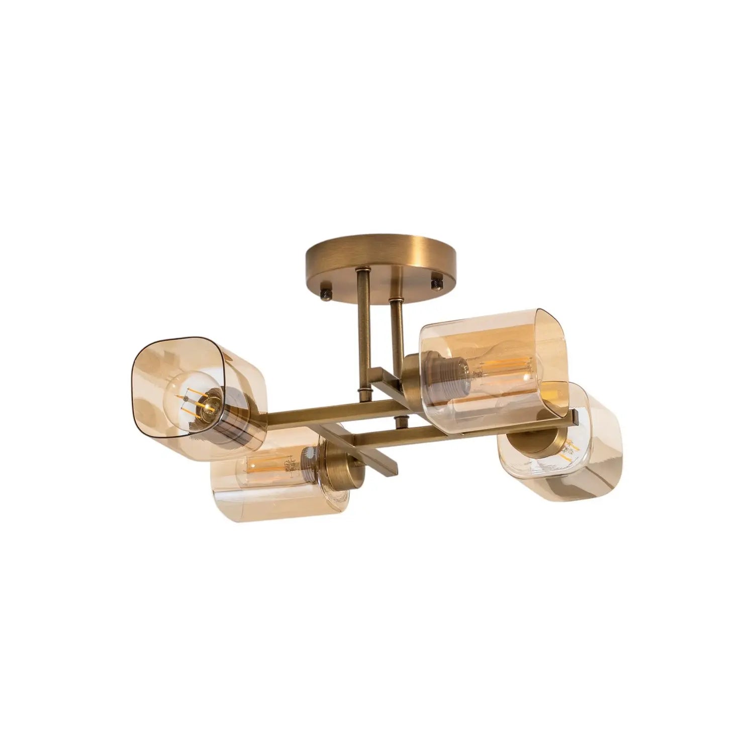 B-Ware Horia Deckenleuchte Lampe Antikgold Bernstein Glas Metall Gold Patiniert - 8698957170284