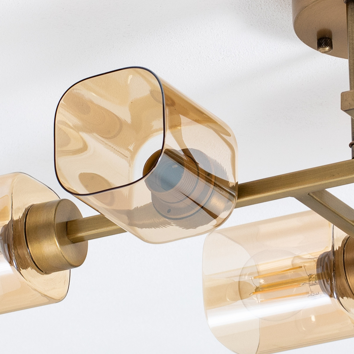 Avonni Deckenlampe Horia Leuchte Antikgold Amber 80x40 Cm Glas Metall 6 Flg      B-Ware - 8698957170291