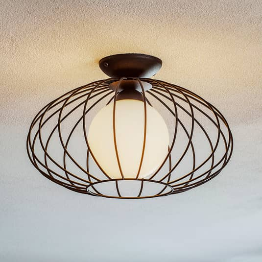 Euluna Deckenlampe Deckenlampe Leuchte Lampe Kronos Käfig Schwarz Opalkugel B-Ware - 5902693744252