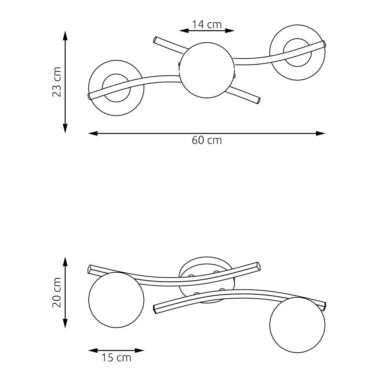 B-Ware Opus Deckenlampe Leuchte Hauptlicht Länge 60 Cm Opal Schwarz Glas 2 Flg