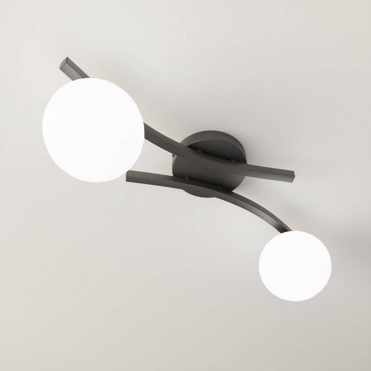 B-Ware Opus Deckenlampe Leuchte Hauptlicht Länge 60 Cm Opal Schwarz Glas 2 Flg