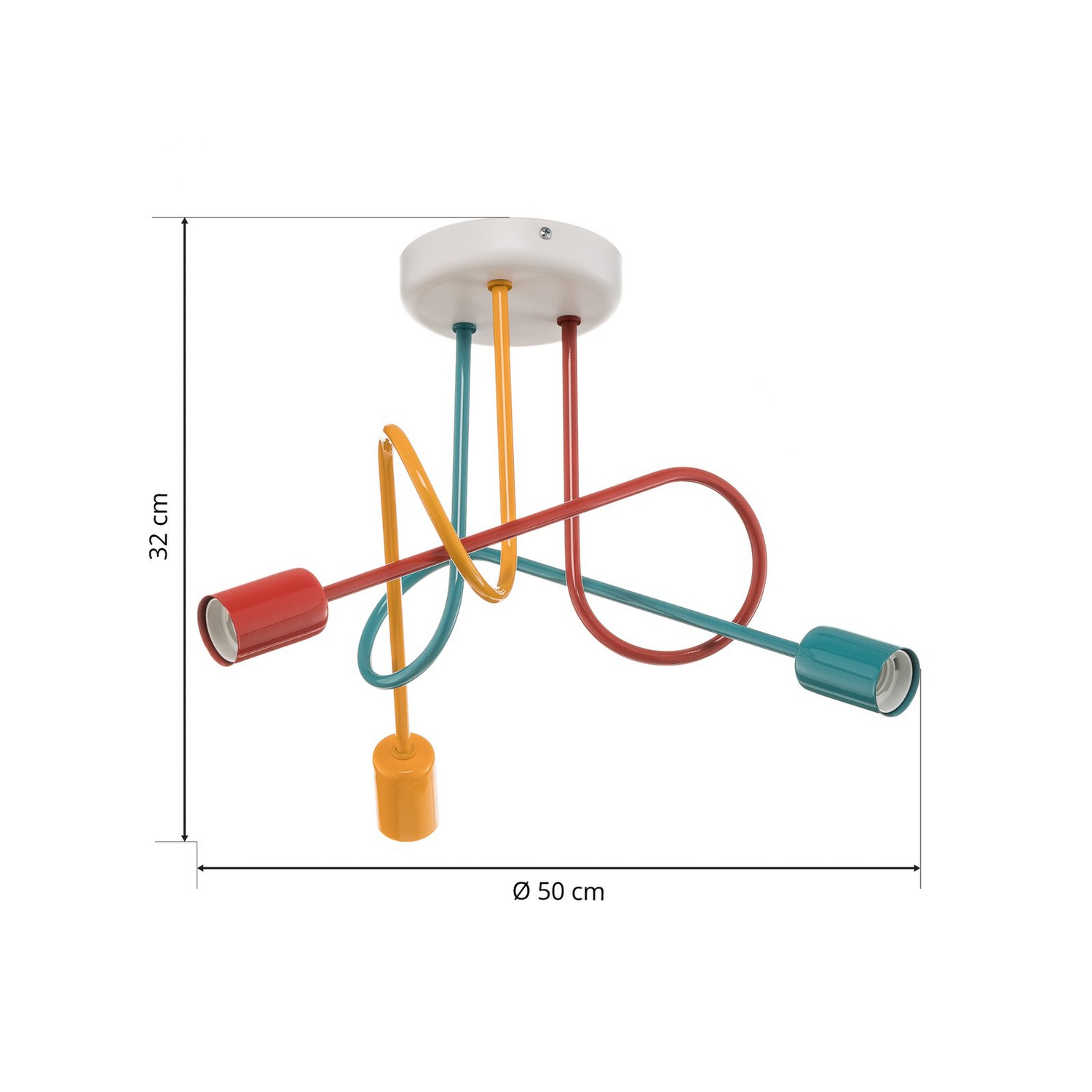 B-Ware Deckenlampe Oxford Dreiflammig Orange Rot Türkis Deckenleuchte Lampe Leuchte