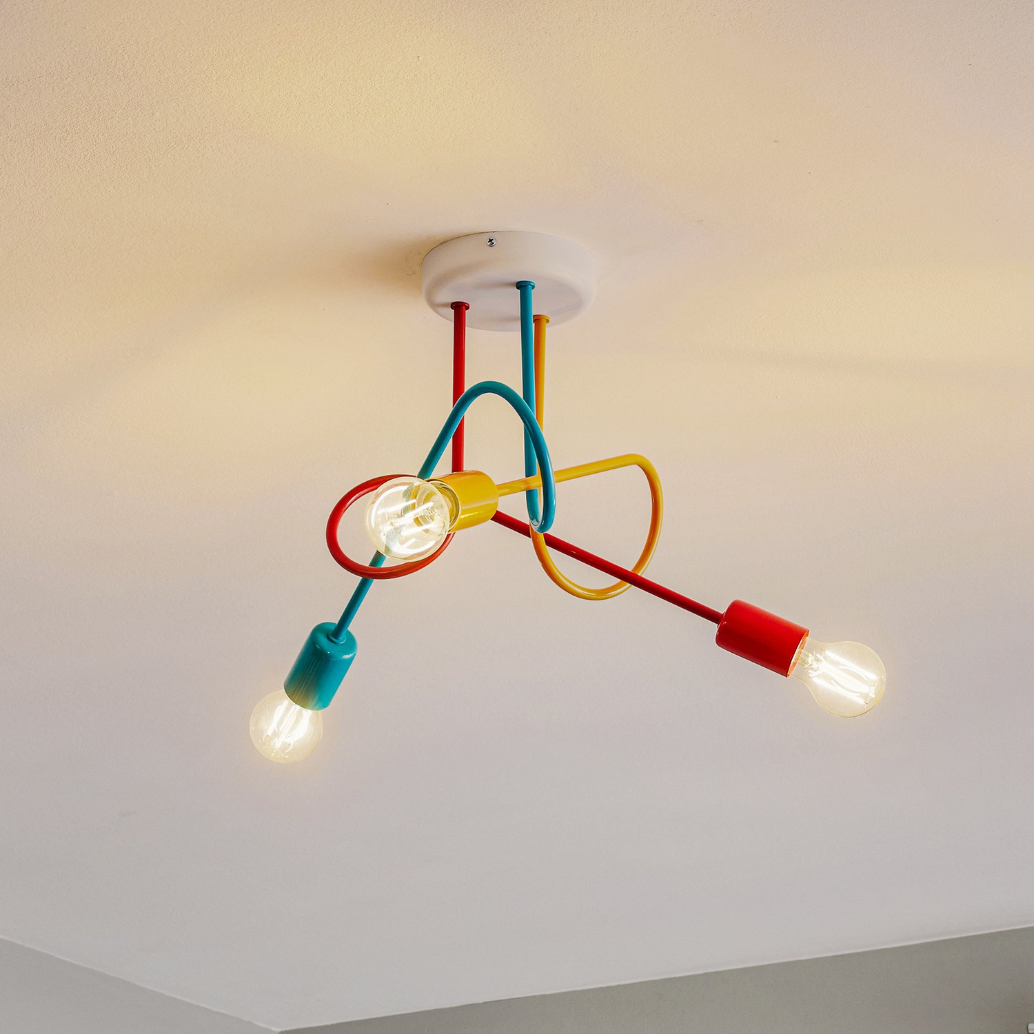 B-Ware Deckenlampe Oxford Dreiflammig Orange Rot Türkis Deckenleuchte Lampe Leuchte