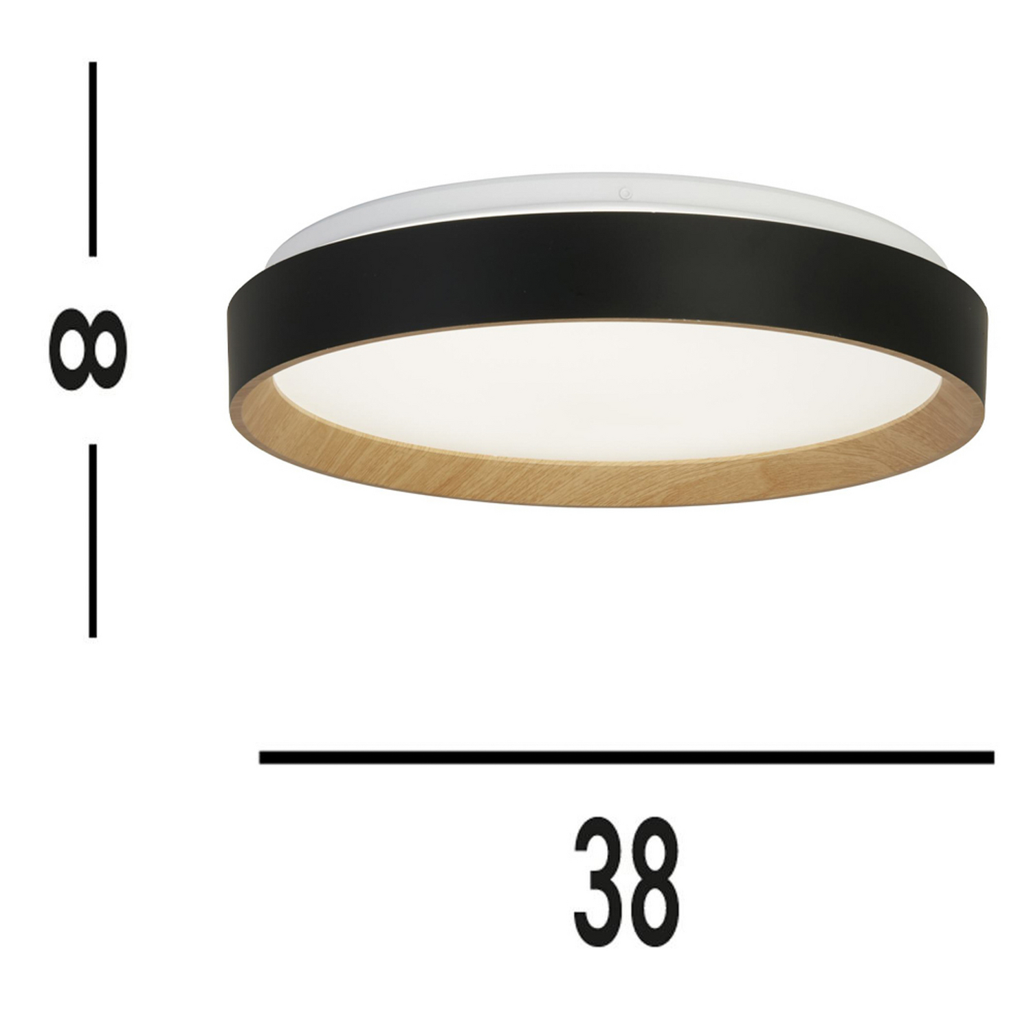 B-Ware Searchlight Deckenlampe Led Schwarz Holzdekor Fernbedienung Dimmbar 38cm - 5053423274157