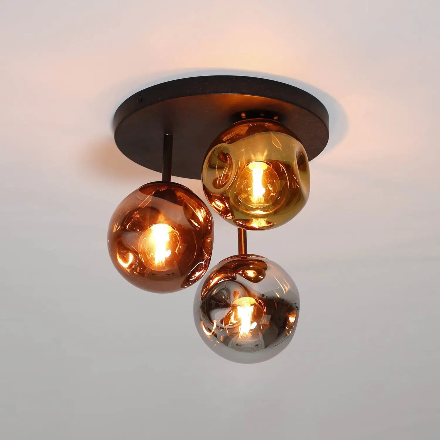B-Ware Deckenlampe Stellar Deckenleuchte Glas Gold Silber Kupfer E27 Led 3 Flammig 30cm - 8713244074455