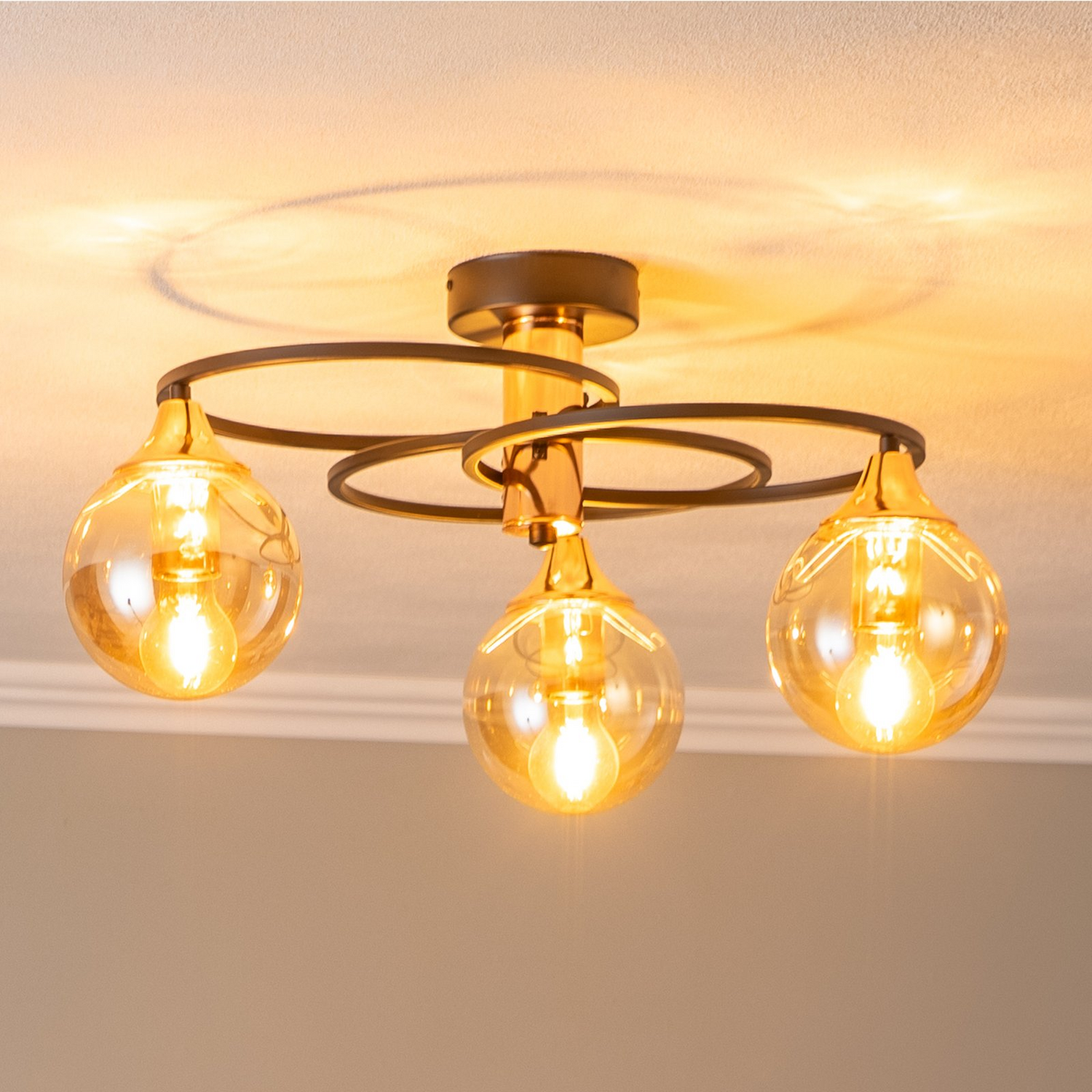 B-Ware Avonni Deckenleuchte Ar 1661 Deckenlampe 3 Flg Lampe Leuchte Schwarz Kupfer590 - 8698957124379