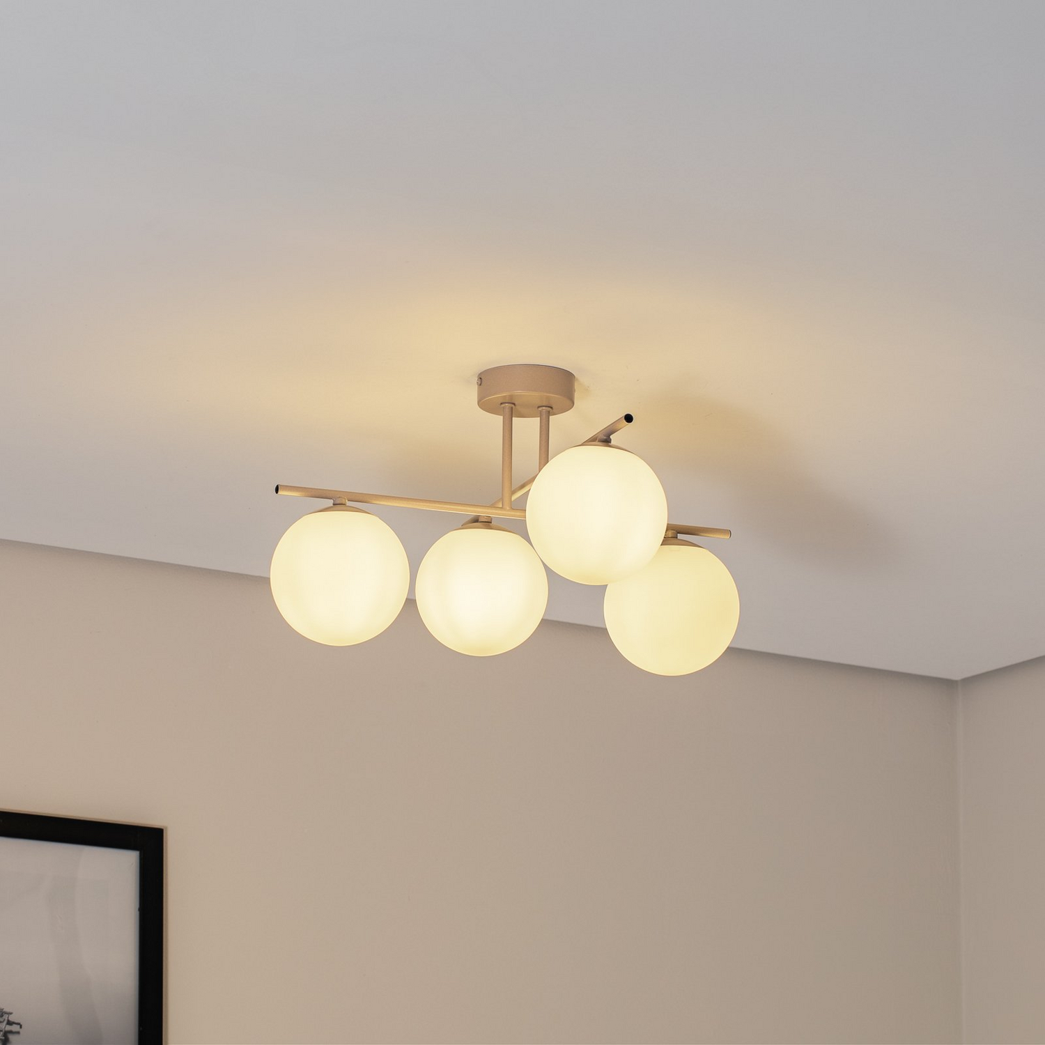 B-Ware Aurora Deckenleuchte Lampe Deckenlampe Beige ø 50 Cm 4 Flammig Glas E14 - 5905563004197