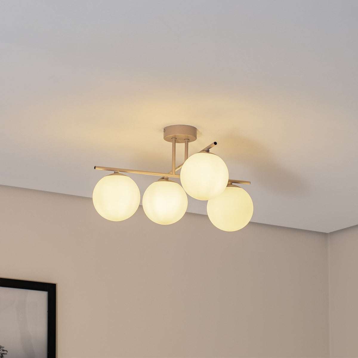 Aurora Deckenleuchte Lampe Deckenlampe beige Ø 50 cm 4 flammig Glas E14 - 5905563004197