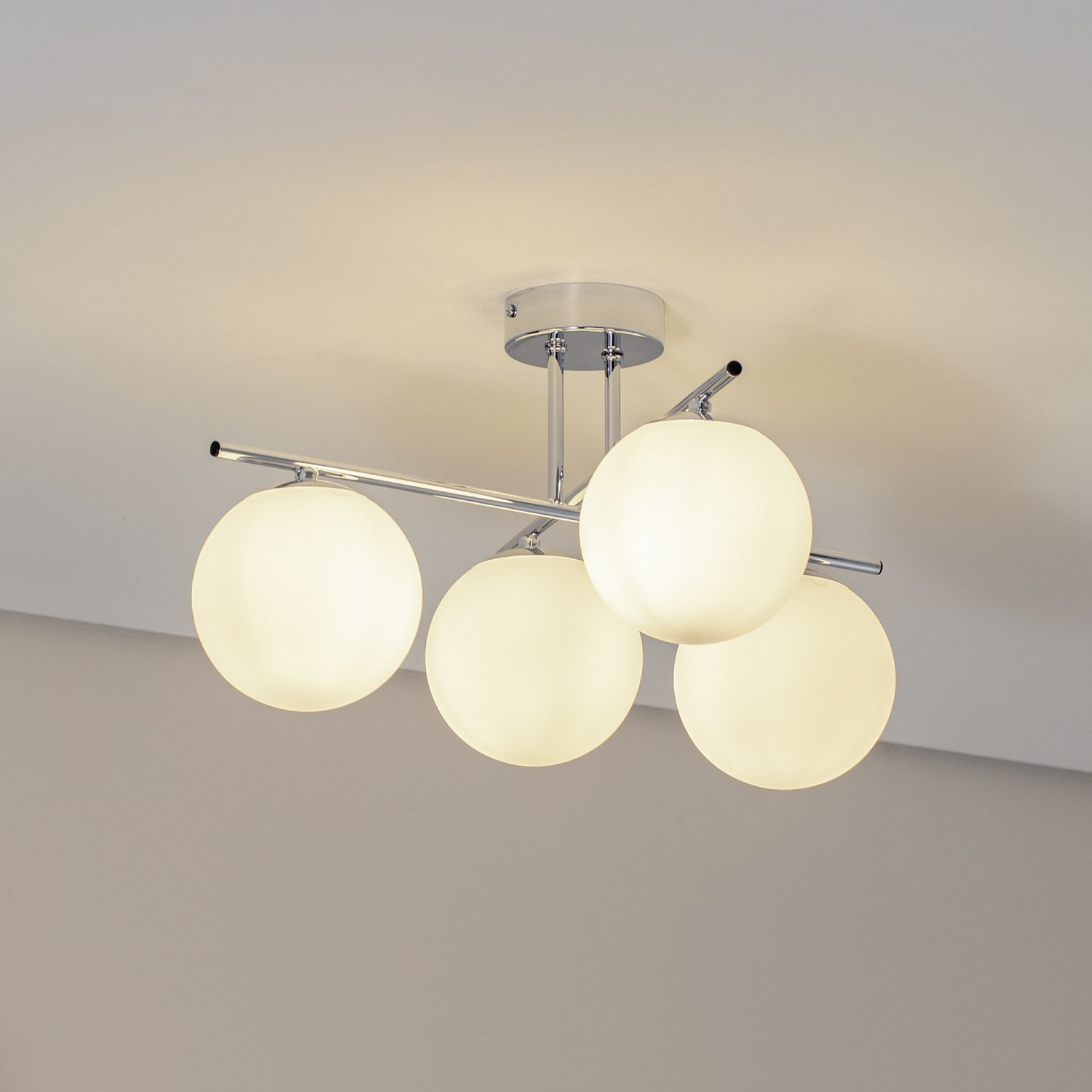 B-Ware Domiluce Aurora Deckenleuchte Lampe Chrom Glas E14 4 Flammig ø 50 Cm Weiß Metall - 5905563002872