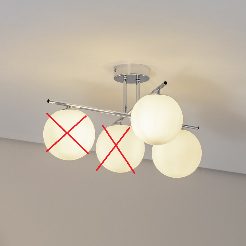 Aurora Deckenleuchte Lampe chrom Glas E14 4-flammig Ø 50 cm weiß SIEHE TEXT/FOTO - 5905563002872