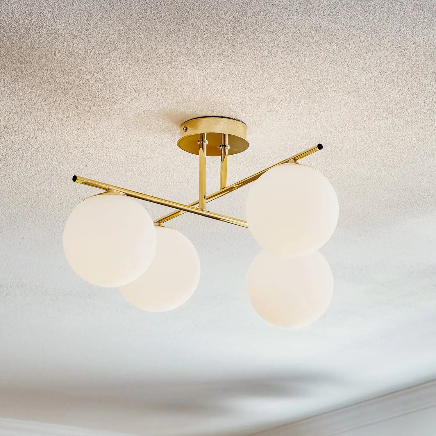 B-Ware Aurora Deckenleuchte Lampe Gold Glas E14 4flg ø50cm Wohnbeleuchtung Dimmbar - 11811126002788