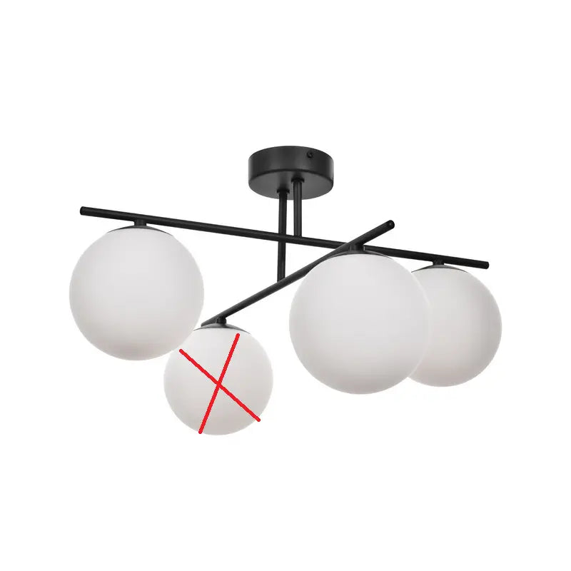 Aurora Deckenleuchte Lampe Schwarz Glas ø 50 Cm 4 Flammig E14 Siehe Text/Foto B-Ware - 5905563001387