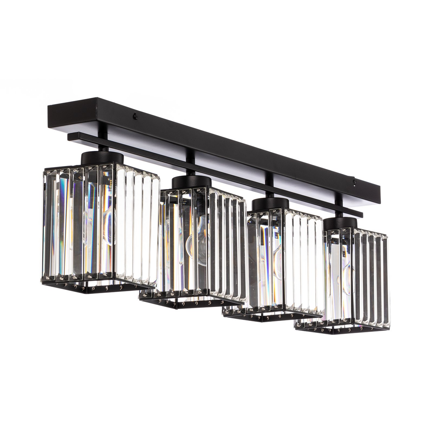 B-Ware Av 1795 4 Y Bsy Deckenleuchte Lampe Schwarz 4 Fl Balken E27 Kristallglas Eisen