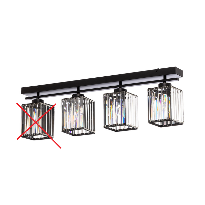 AV-1795-4Y-BSY Deckenleuchte Lampe Balken E27 Kristallglas Eisen SIEHE TEXT/FOTO - 8698957163026