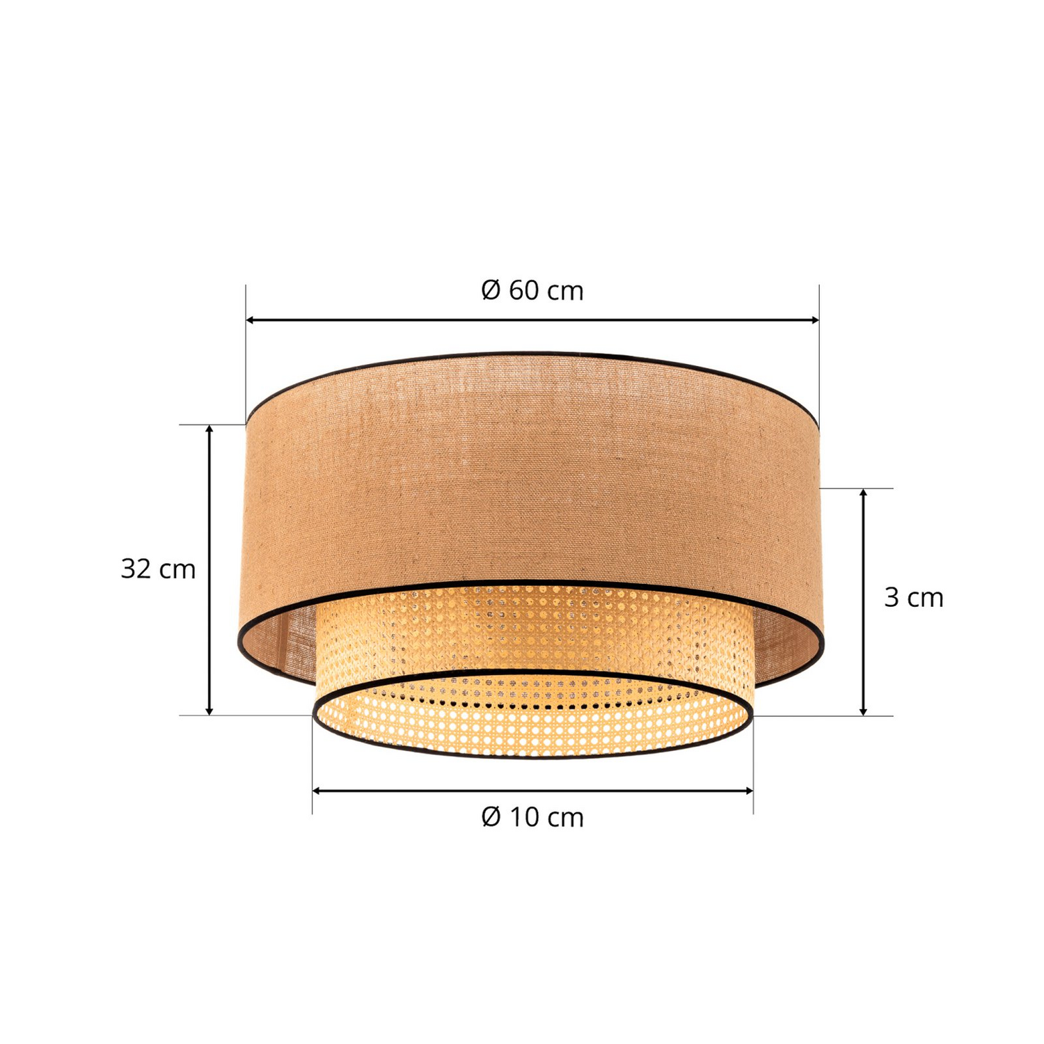 B-Ware Deckenleuchte Big Boho Rattan Beige Schwarz Deckenlampe Lampe Leuchte Spot Licht - 5903689184281
