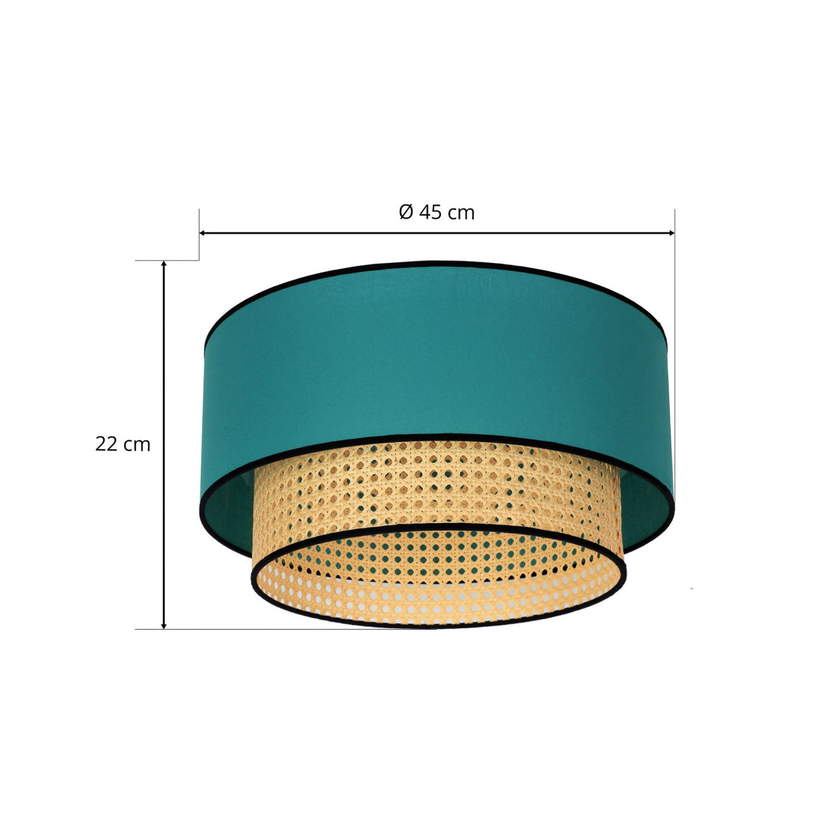 Deckenleuchte Lampe Boho Rattan Beleuchtung Deckenlampe Baumwolle beige petrol - 5903689184328