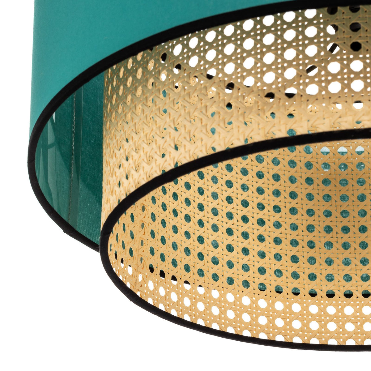 Deckenleuchte Lampe Boho Rattan Beleuchtung Deckenlampe Baumwolle beige petrol - 5903689184328