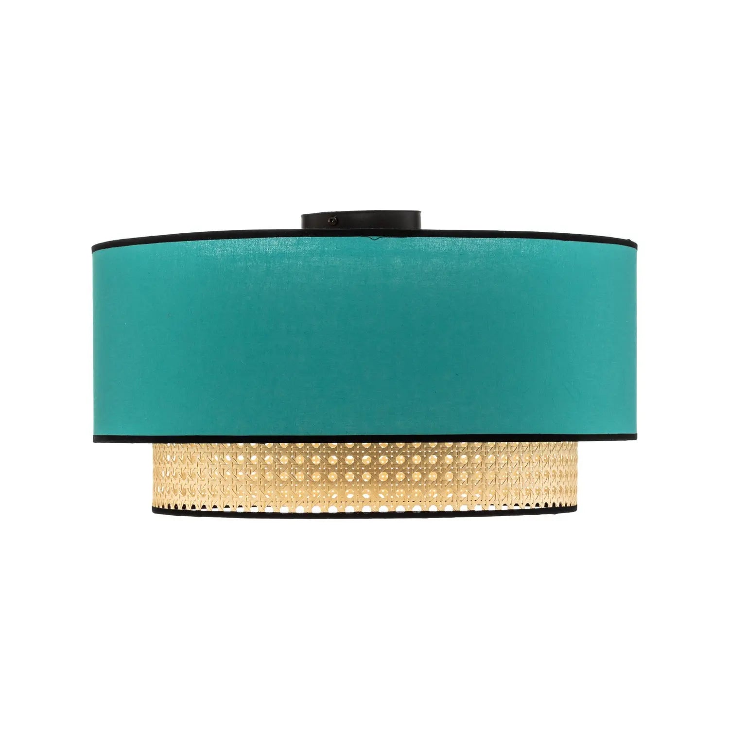 B-Ware Deckenleuchte Lampe Boho Rattan Beleuchtung Deckenlampe Baumwolle Beige Petrol  - 5903689184328