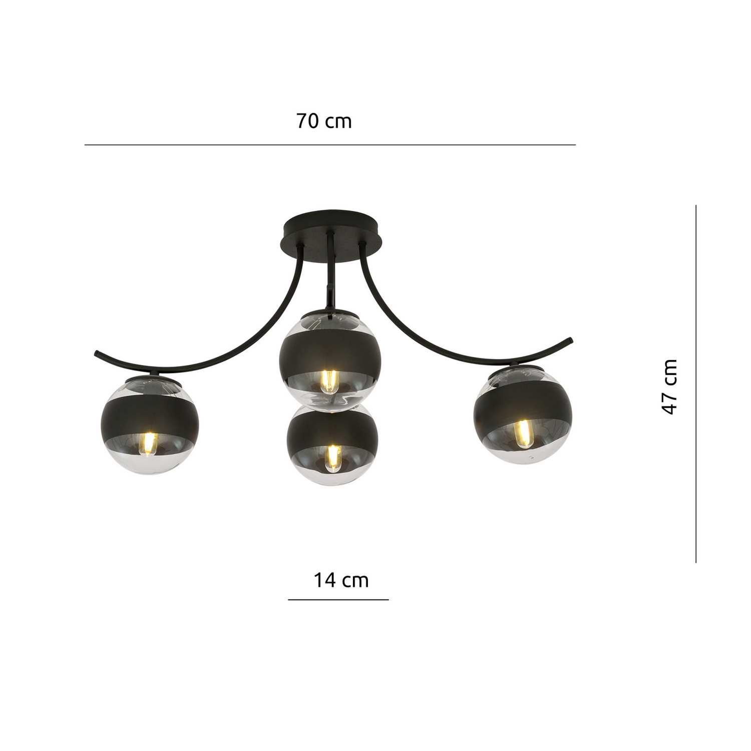 B-Ware Emibig Lighting Deckenleuchte Lampe Boston Schwarz Klar 4flg Beleuchtung - 5901738921573