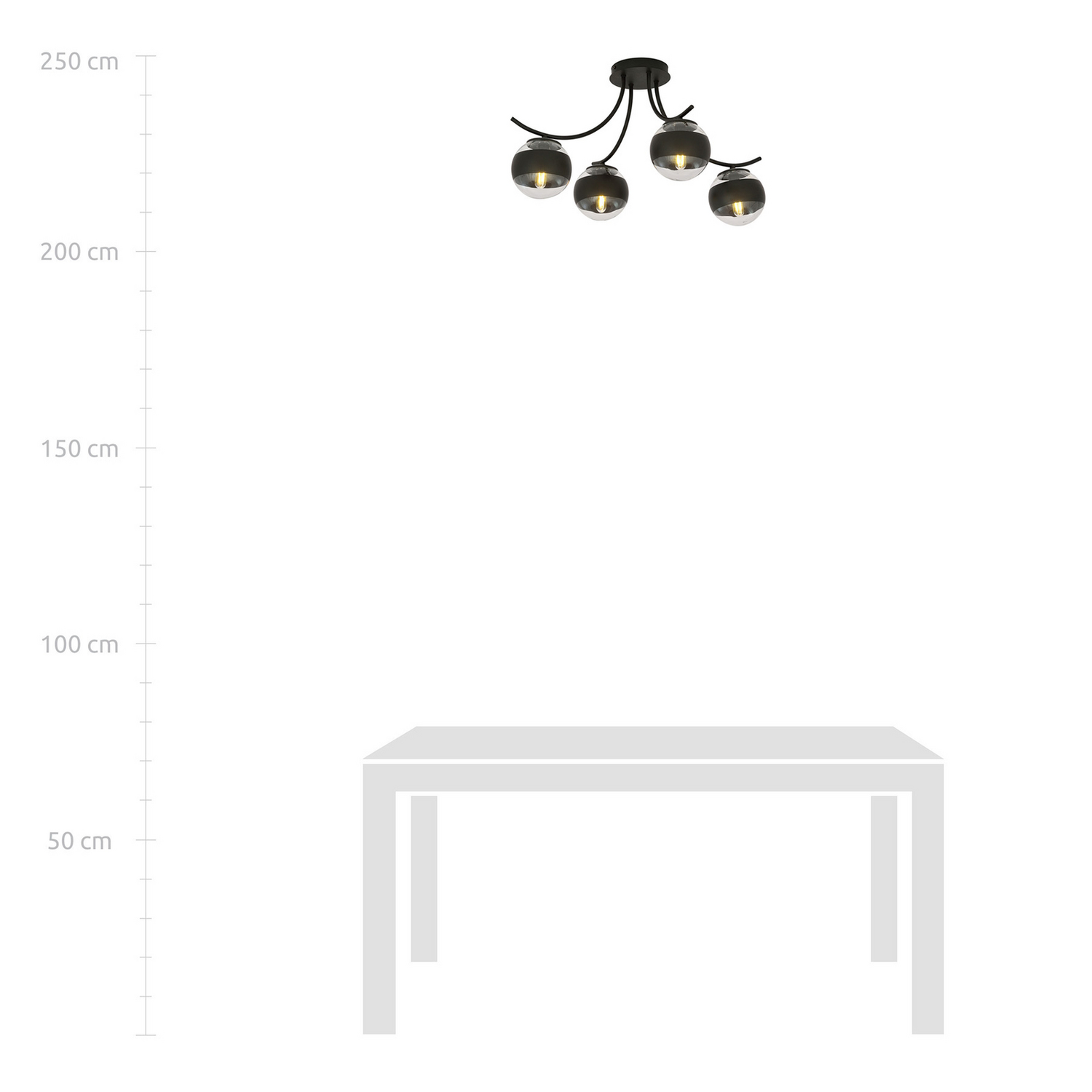 B-Ware Emibig Lighting Deckenleuchte Lampe Boston Schwarz Klar 4flg Beleuchtung - 5901738921573