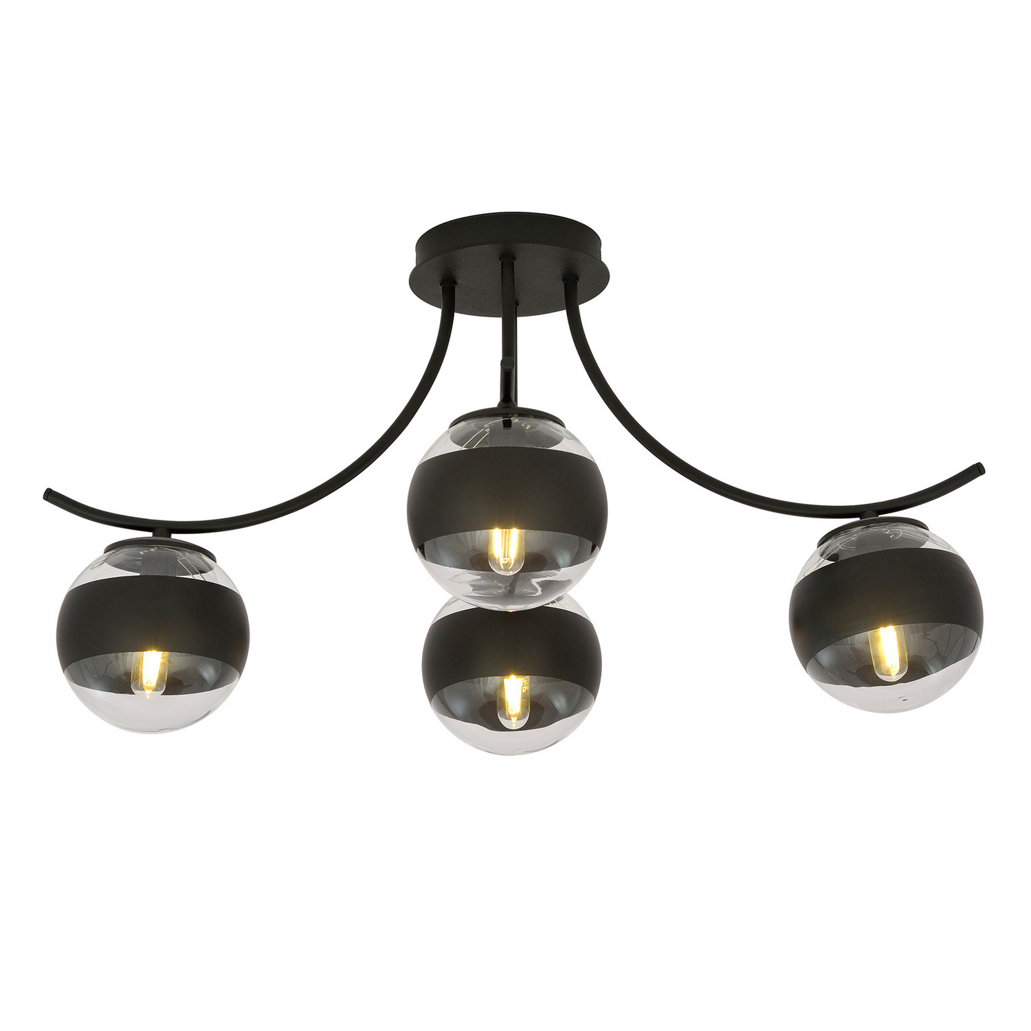 B-Ware Emibig Lighting Deckenleuchte Lampe Boston Schwarz Klar 4flg Beleuchtung - 5901738921573