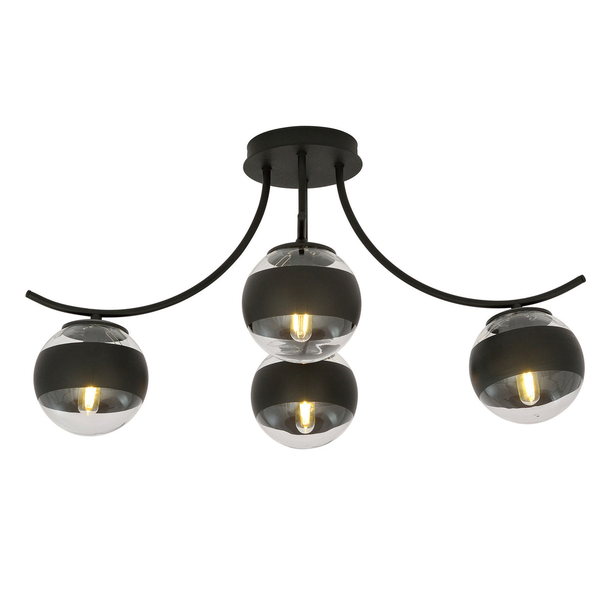 EMIBIG LIGHTING Deckenleuchte Lampe Boston schwarz klar 4flg Beleuchtung - 5901738921573