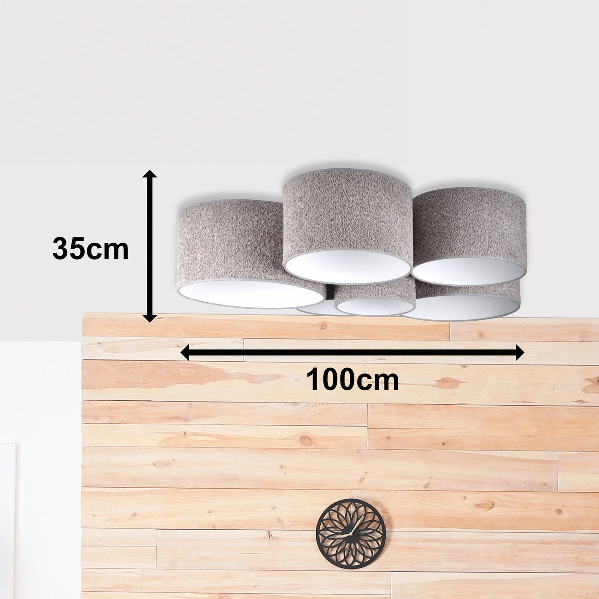 Boucle Deckenleuchte Lampe Hauptbeleuchtung sechs Schirme grau Wohnraum - 5905317600651