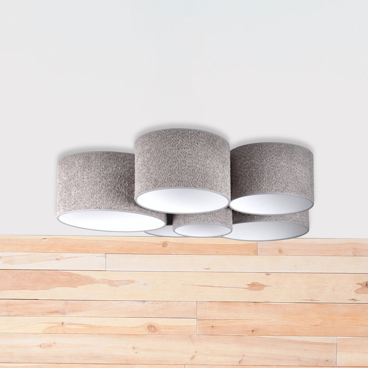 Boucle Deckenleuchte Lampe Hauptbeleuchtung sechs Schirme grau Wohnraum - 5905317600651