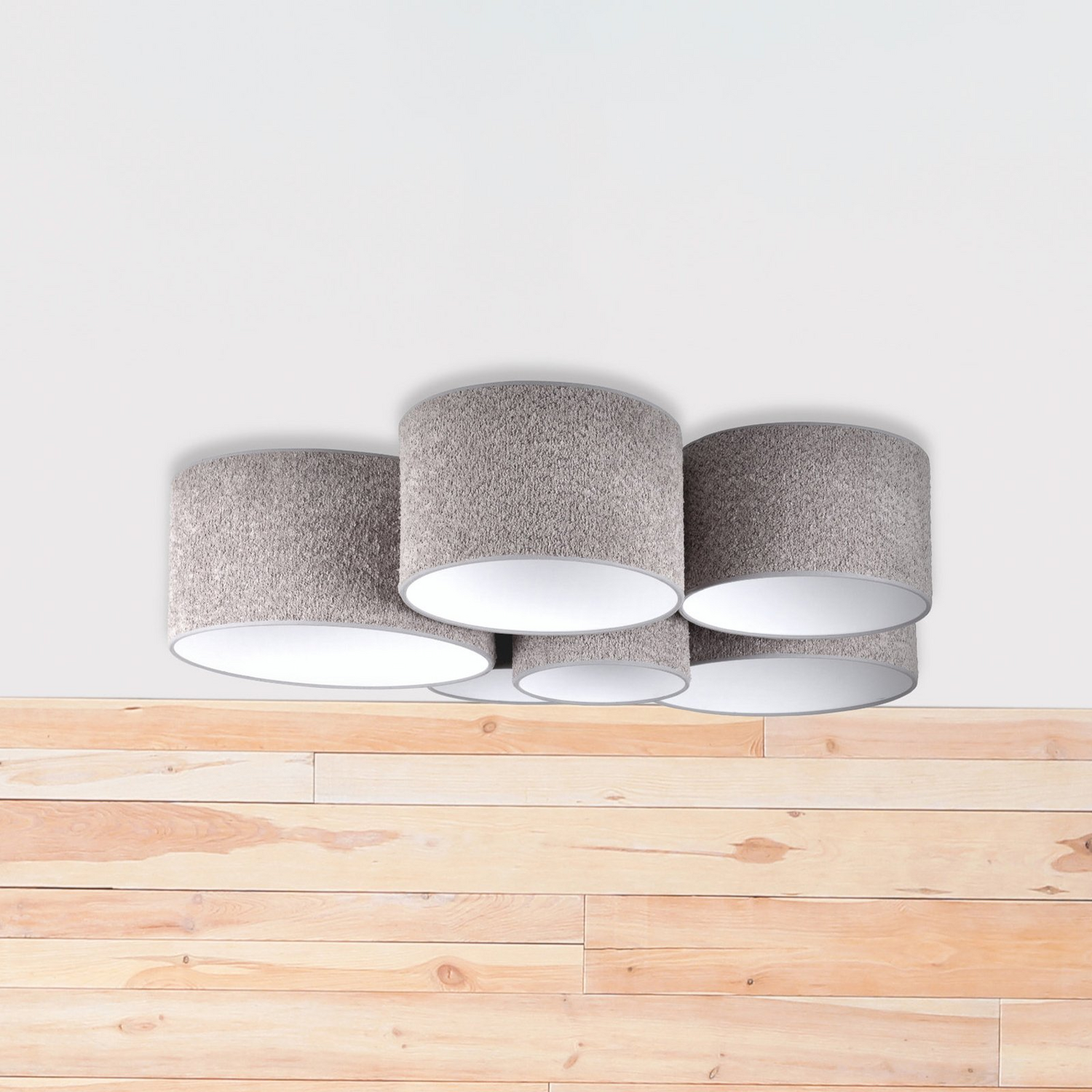 B-Ware Boucle Deckenleuchte Lampe Hauptbeleuchtung Sechs Schirme Grau Wohnraum876 - 5905317600651