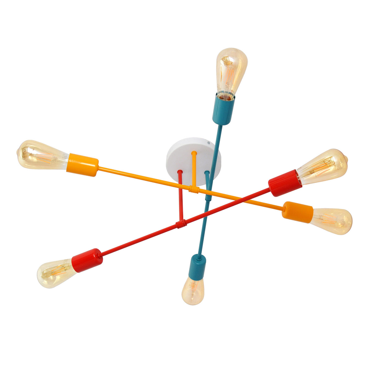 Deckenleuchte Cambridge 6-flg dimmbar orange-türkis Eisen Lampe Leuchte 58x58cm - 5902349231358
