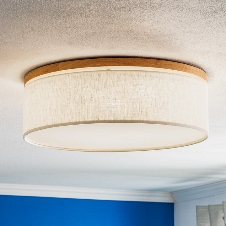Euluna Deckenlampe Deckenlampe Lampe Leuchte Canvas Beige ø 48cm Höhe 16 Cm E27 B-Ware