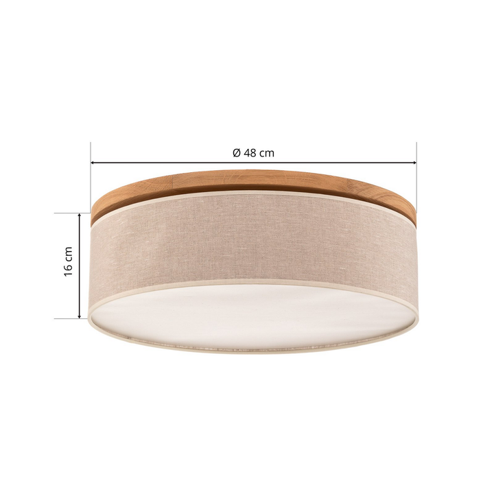 Euluna Deckenlampe Deckenlampe Lampe Leuchte Canvas Beige ø 48cm Höhe 16 Cm E27 B-Ware