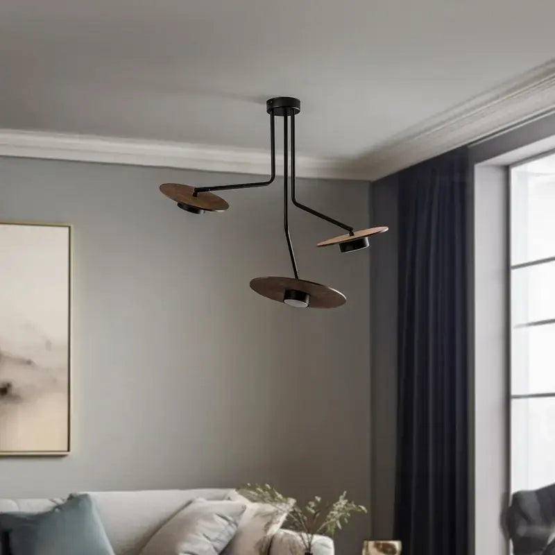 B-Ware Nowodvorski Lighting Deckenleuchte Disk Mit Holzelementen Dreiflammig Gx53 S869