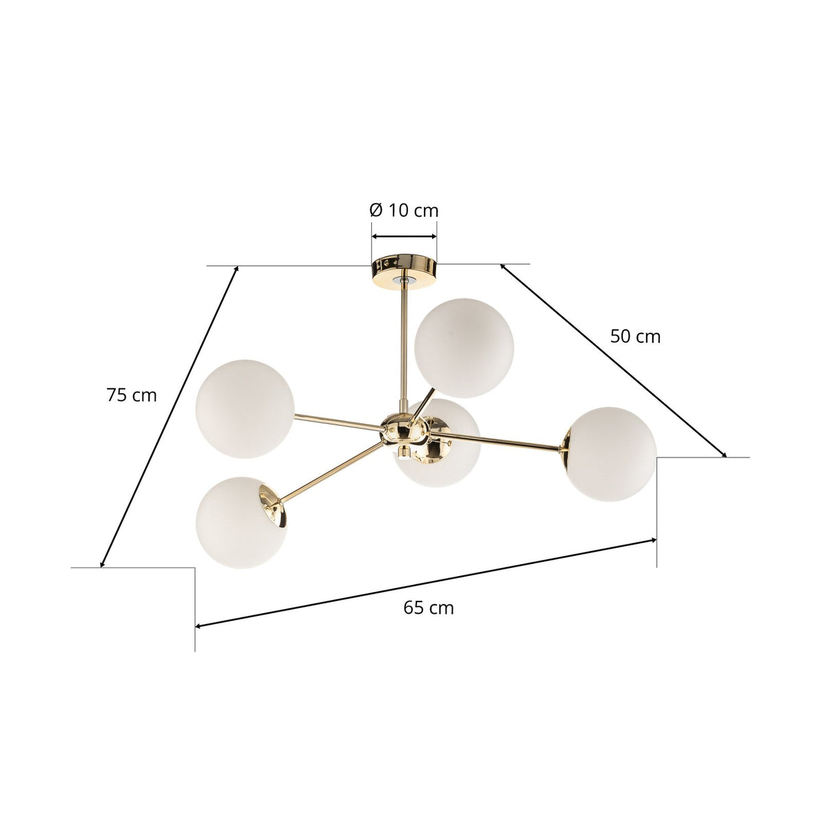Euluna Deckenleuchte Dori fünfflammig gold Deckenlampe Lampe Leuchte Spot Licht - 4255830900075