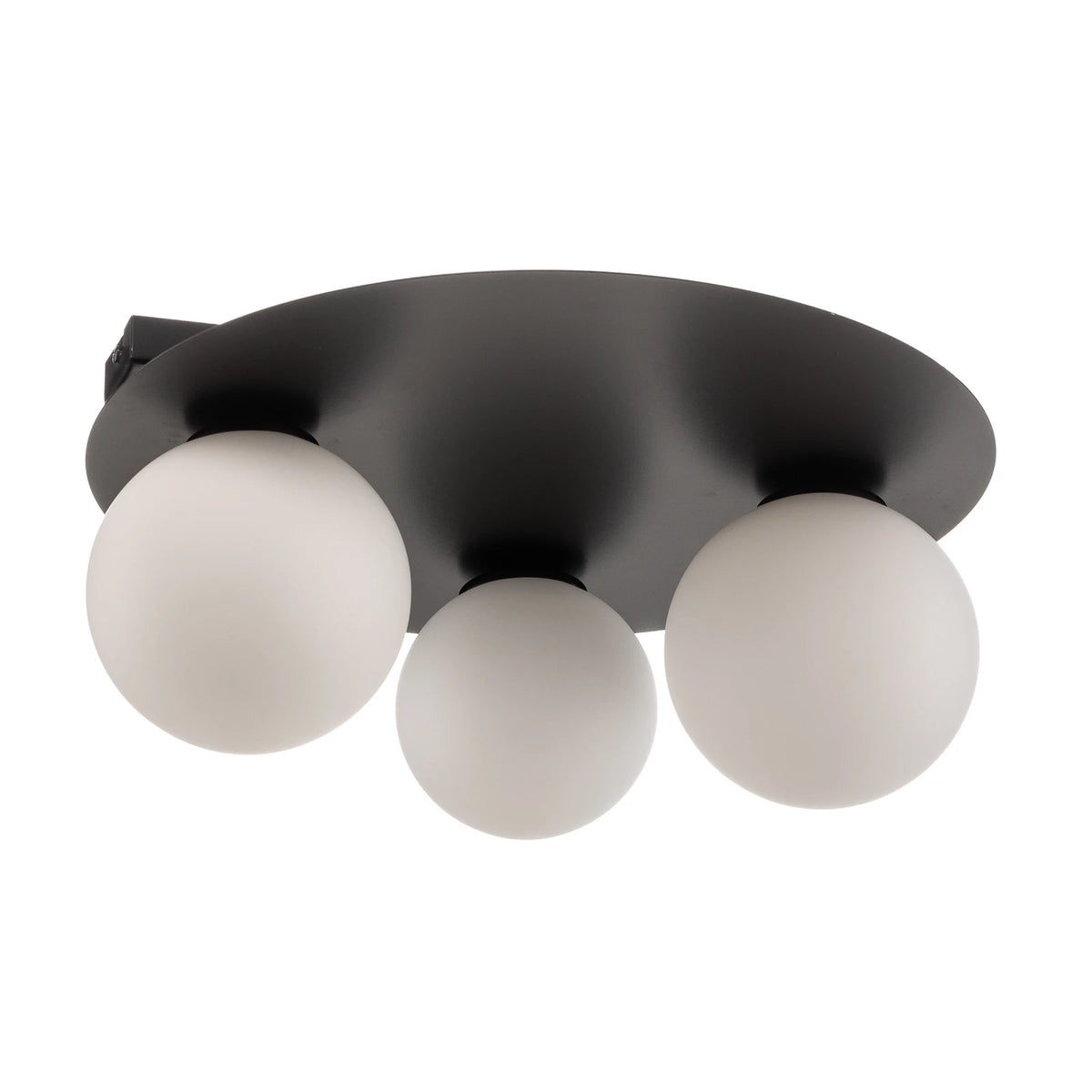 Firn Deckenleuchte Lampe rund dreiarmig Schwarz Weiss Stahl Glas - 5907554417825