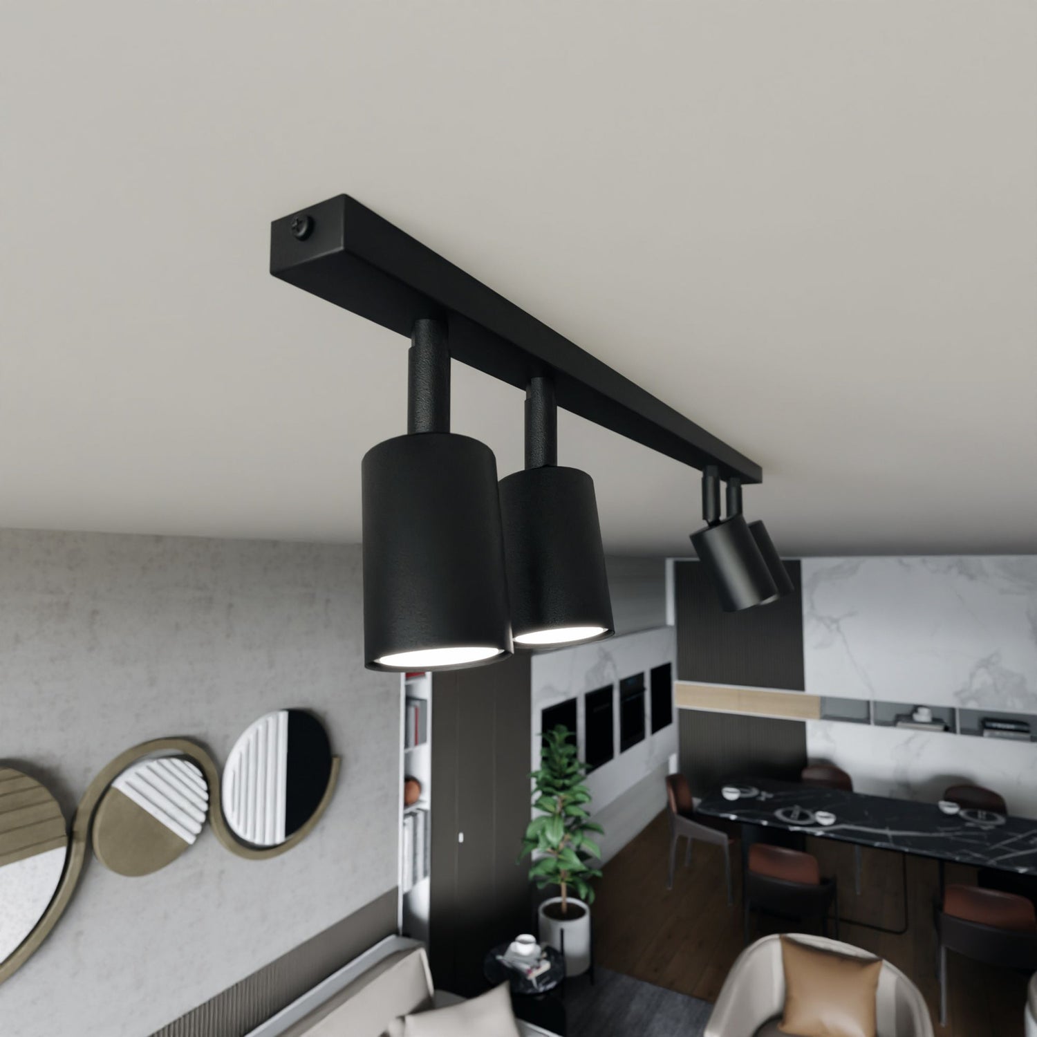 B-Ware Flash Deckenleuchte Deckenlampe Metall Schwarz 4 Flg Wohnzimmer Beleuchtung - 5901738928510