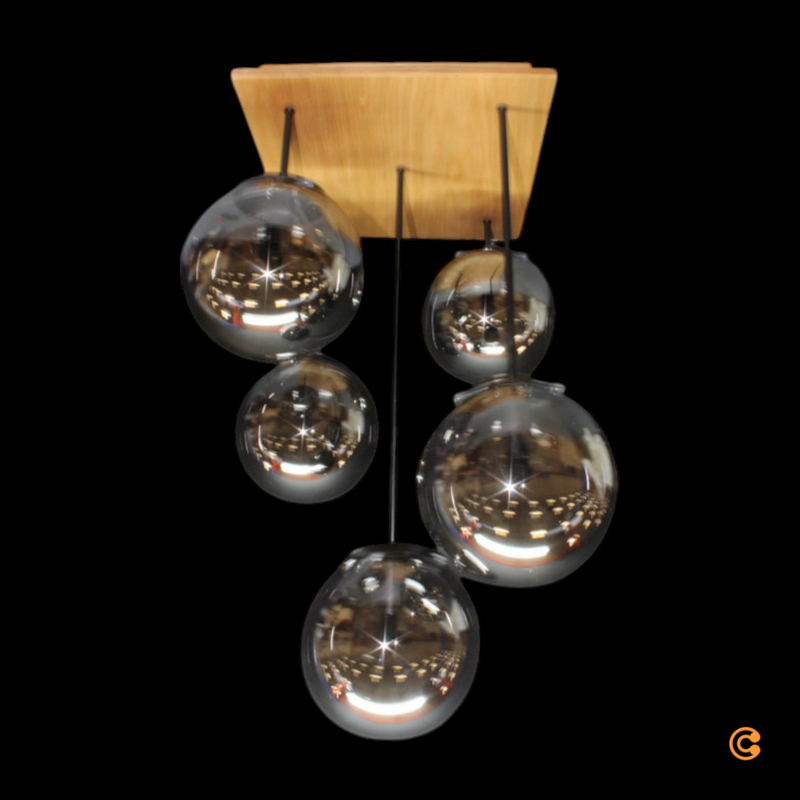 B-Ware Just Light. Deckenleuchte Green Widow Glaskugeln Deckenlampe Lampe Fünfflammig  - 4043689994907