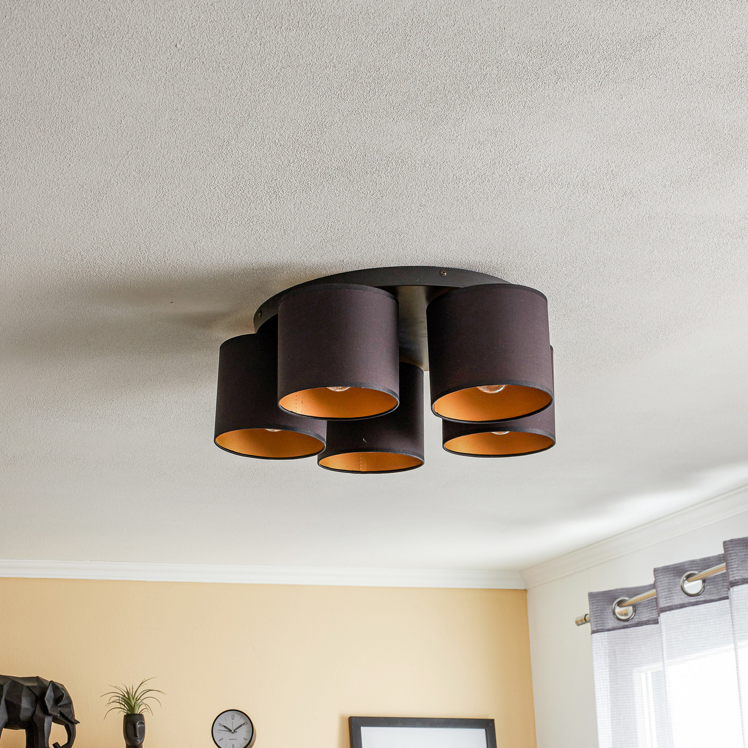 B-Ware Jovin Deckenleuchte Lampe Wohnzimmerlampe Fünf Schirme Schwarz Gold - 5907565952490