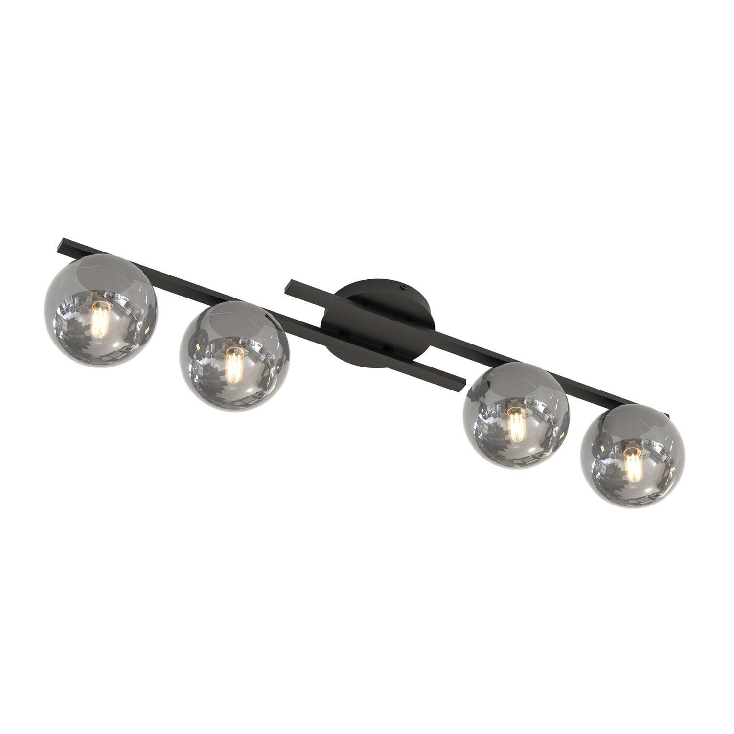B-Ware Kairo Deckenleuchte Lampe Schwarz Rauchgrau Metall Glas Dimmbar Vierflammig - 5907106011754