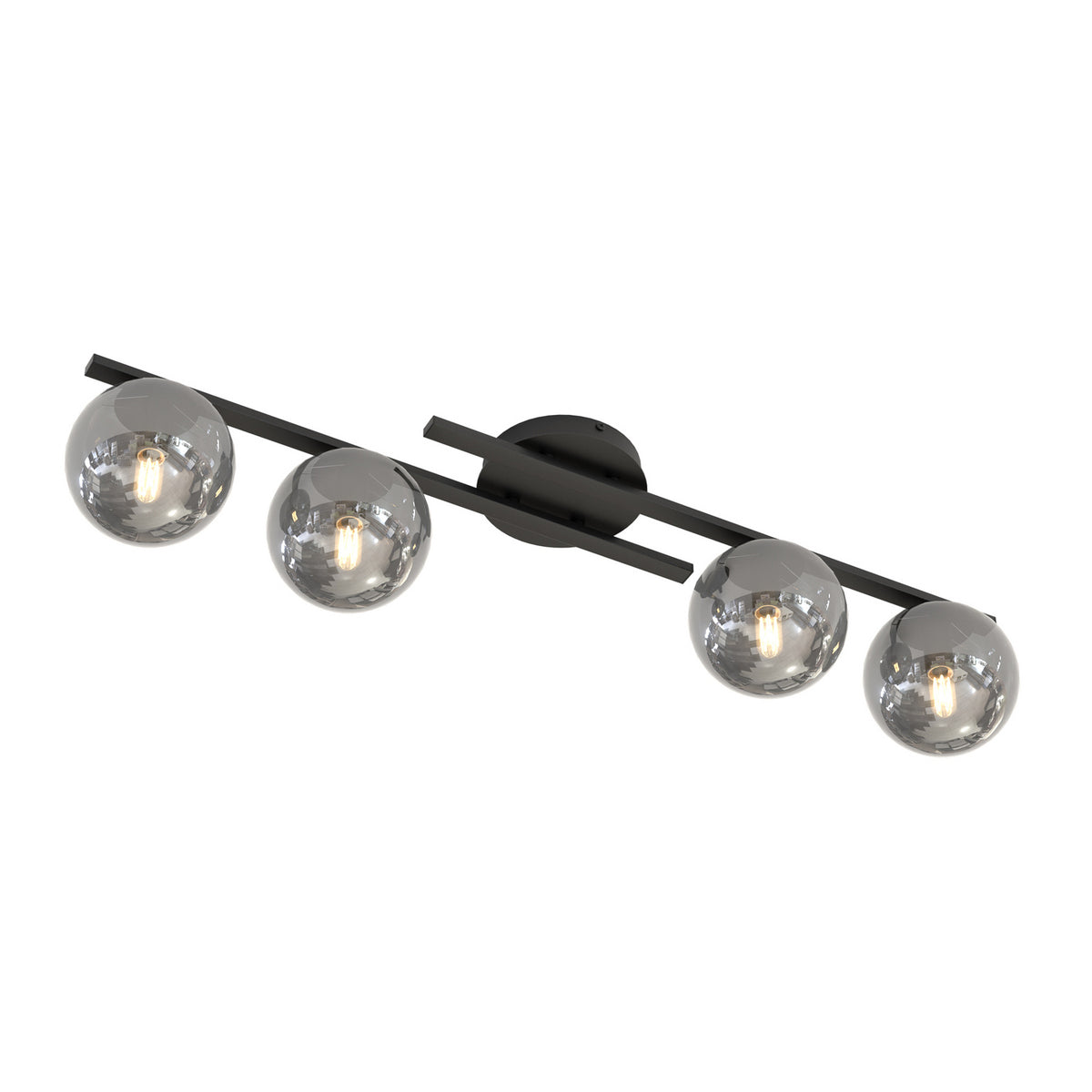 Kairo Deckenleuchte Lampe schwarz rauchgrau Metall Glas dimmbar vierflammig - 5907106011754