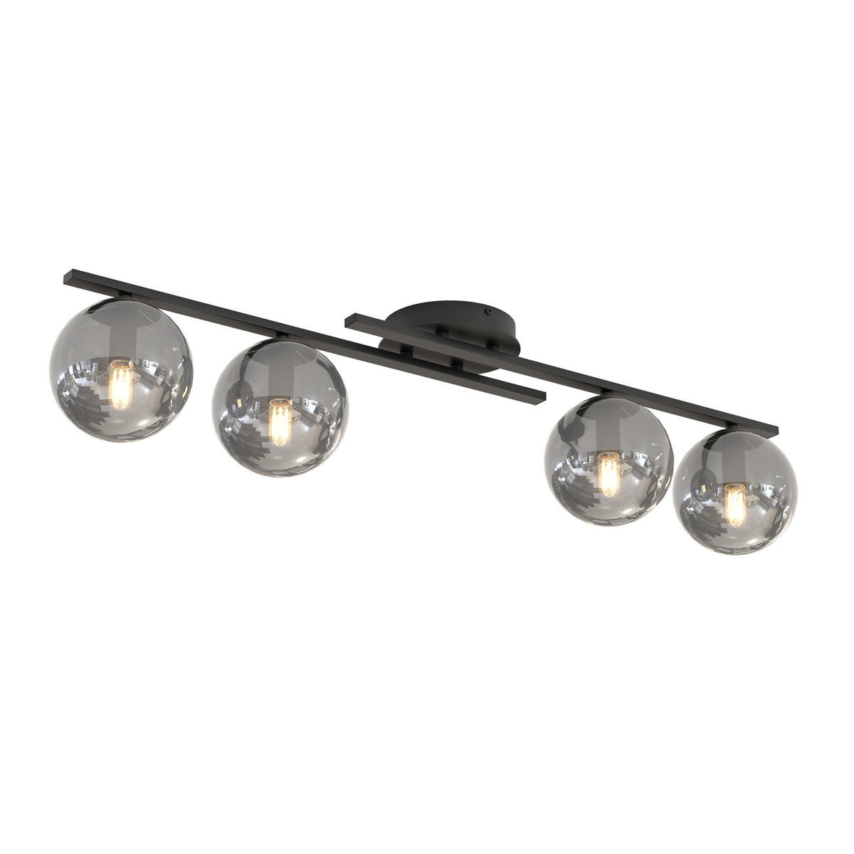 Kairo Deckenleuchte Lampe schwarz rauchgrau Metall Glas dimmbar vierflammig - 5907106011754
