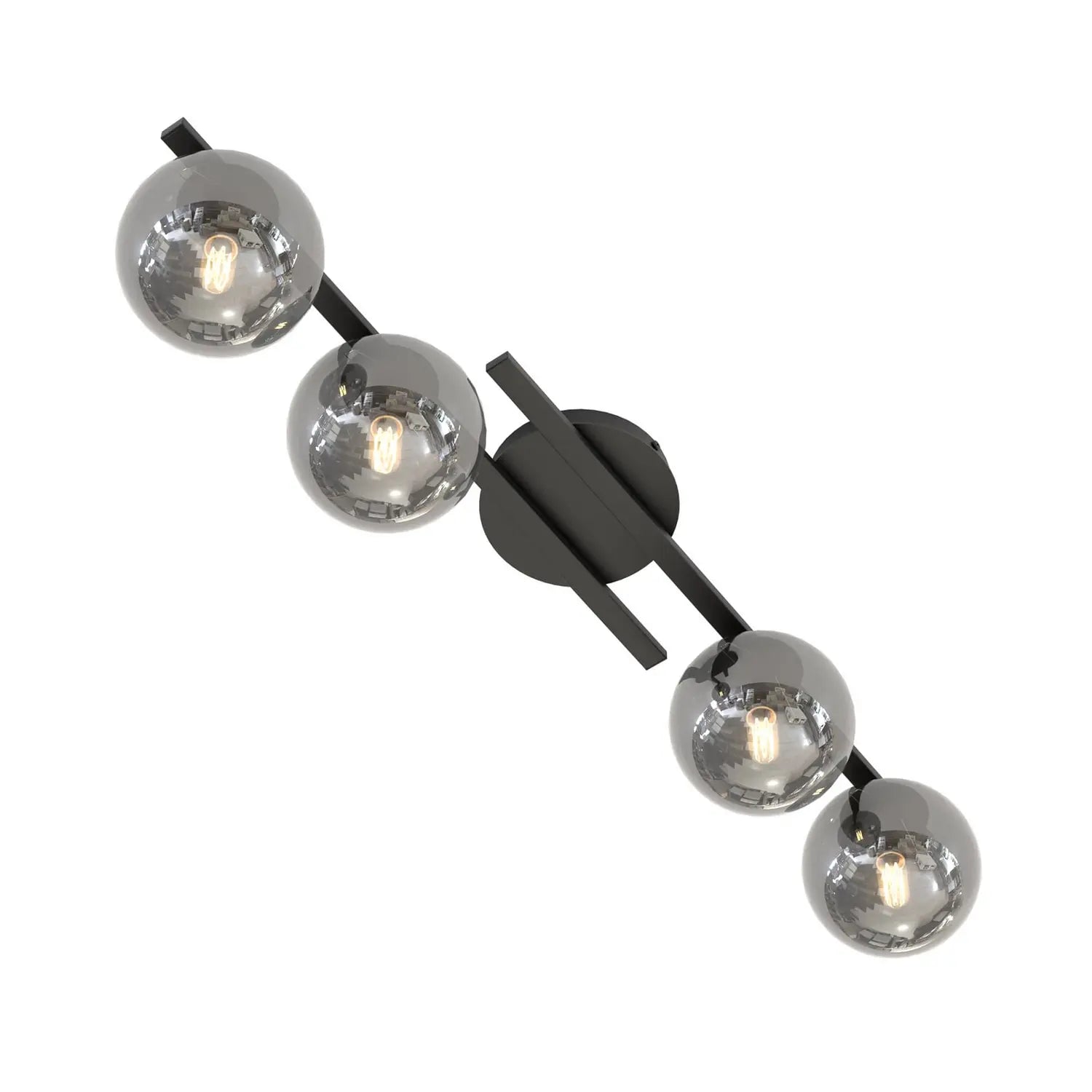 B-Ware Kairo Deckenleuchte Lampe Schwarz Rauchgrau Metall Glas Dimmbar Vierflammig - 5907106011754