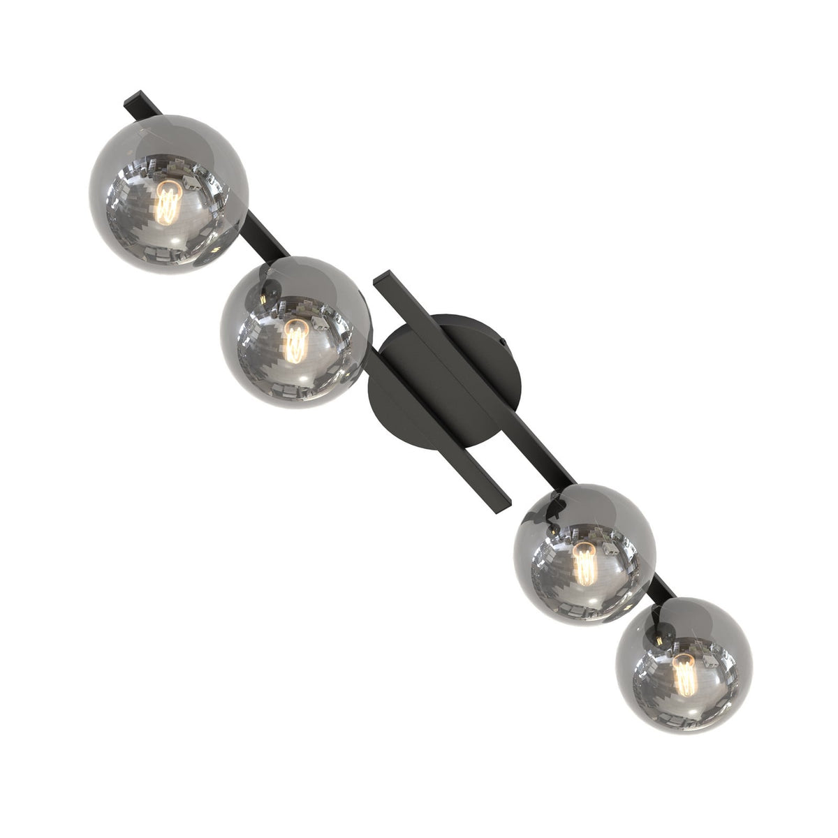 Kairo Deckenleuchte Lampe schwarz rauchgrau Metall Glas dimmbar vierflammig - 5907106011754