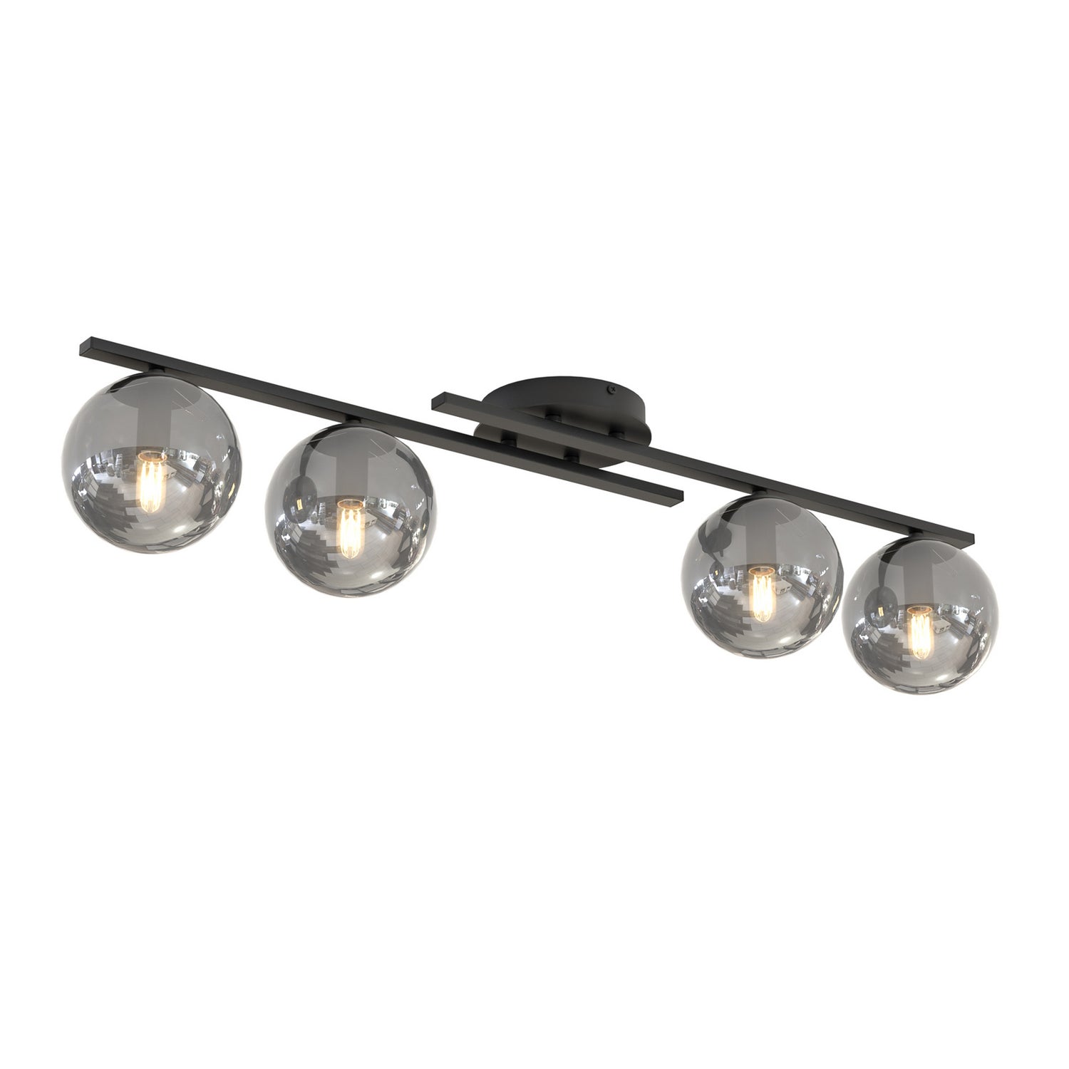 B-Ware Kairo Deckenleuchte Lampe Schwarz Rauchgrau Metall Glas Dimmbar Vierflammig - 5907106011754