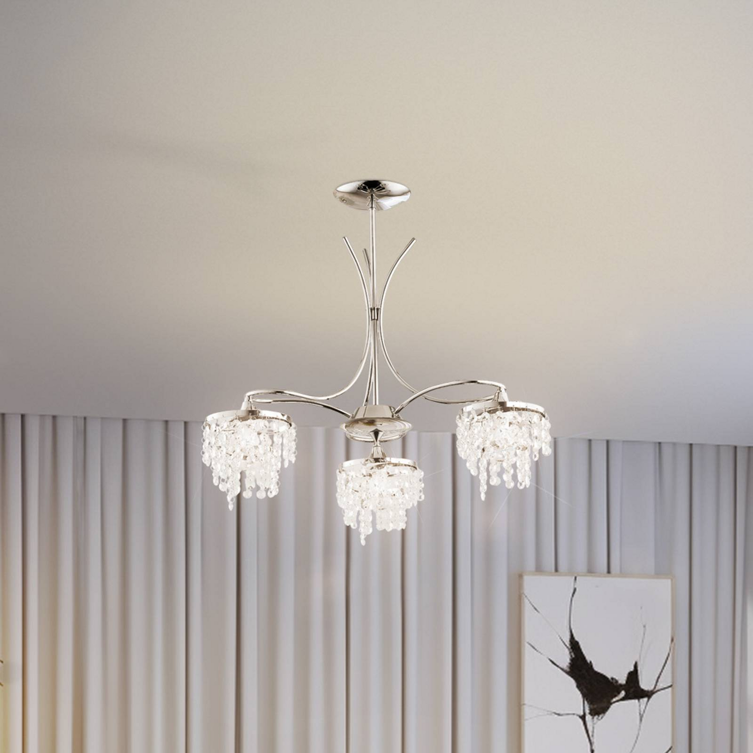 B-Ware Deckenleuchte Kalea Lampe Deckenleuchte Schmucksteine Hängelampe Dreiflammig E14