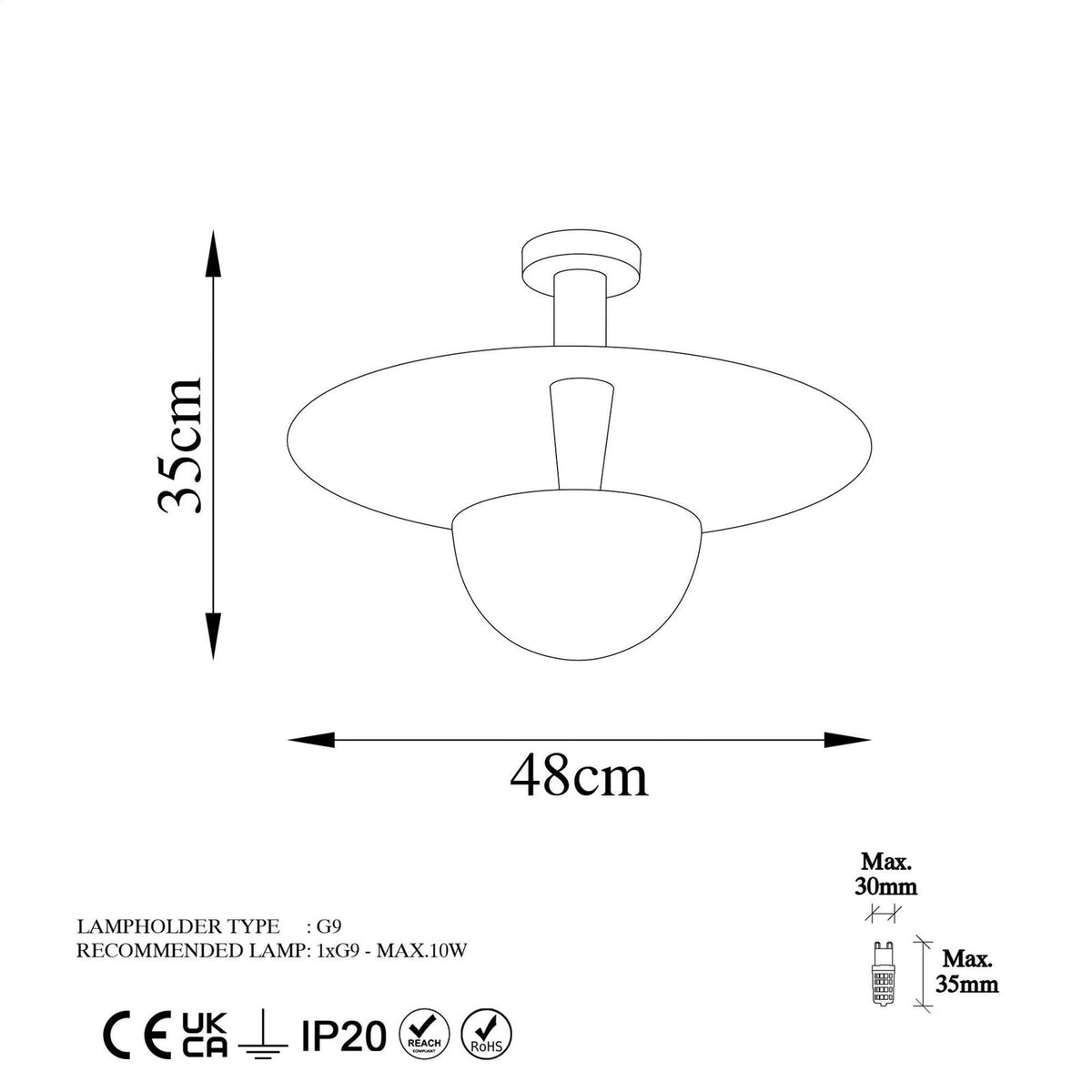 Opviq Deckenleuchte Kurt Deckenlampe 13355 kupferfarben Metall Ø48cm G9 - 8683743823994