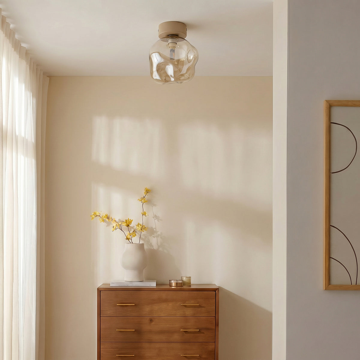 Lava Deckenleuchte Deckenlampe Glas Sand Cognac Wohnzimmer Esszimmer Flur Küche - 5906135111046