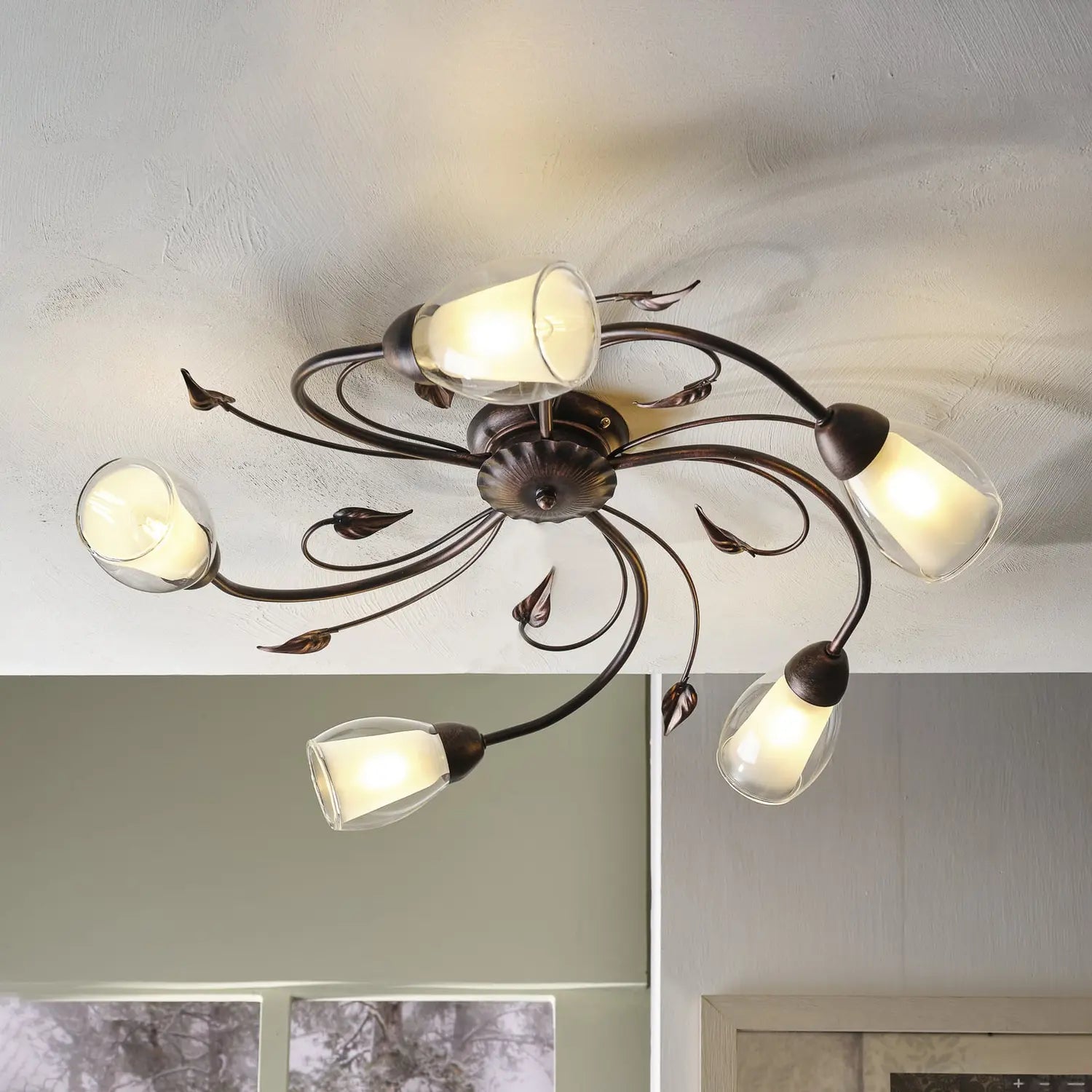B-Ware Liliana Deckenleuchte Lampe Metall Schwarz Rotgold Wohnzimmer Esszimmer Glas - 8030626546080